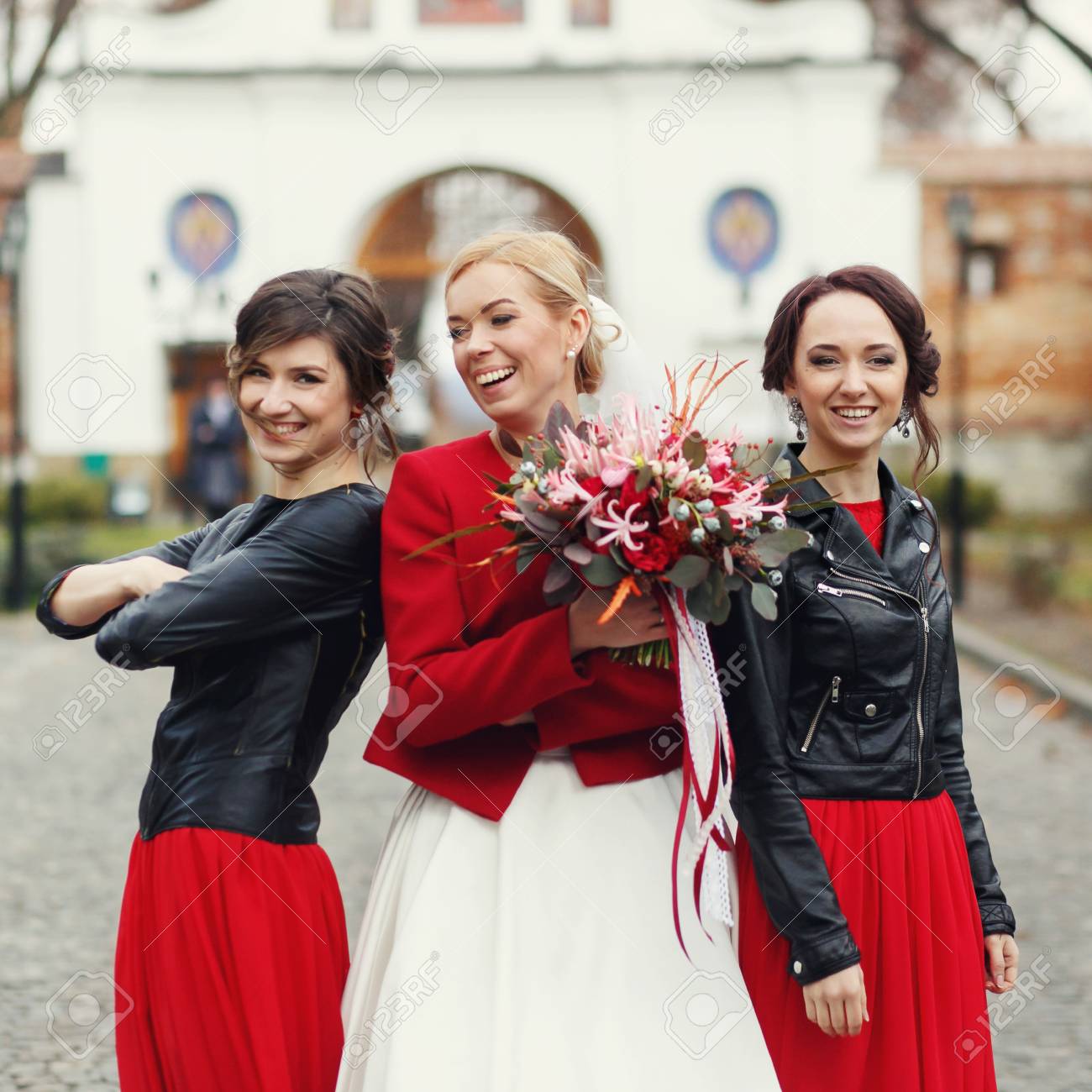 leather jacket bridesmaids