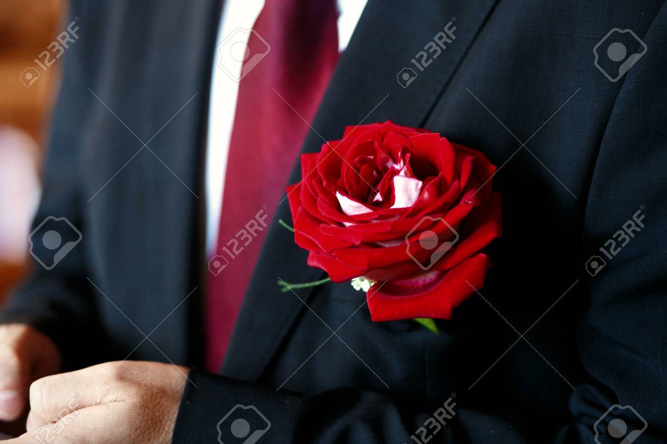 black jacket with red roses