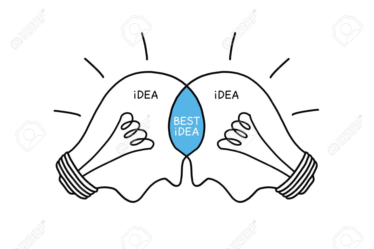 best idea light bulbs concept hand drawn with black marker on
