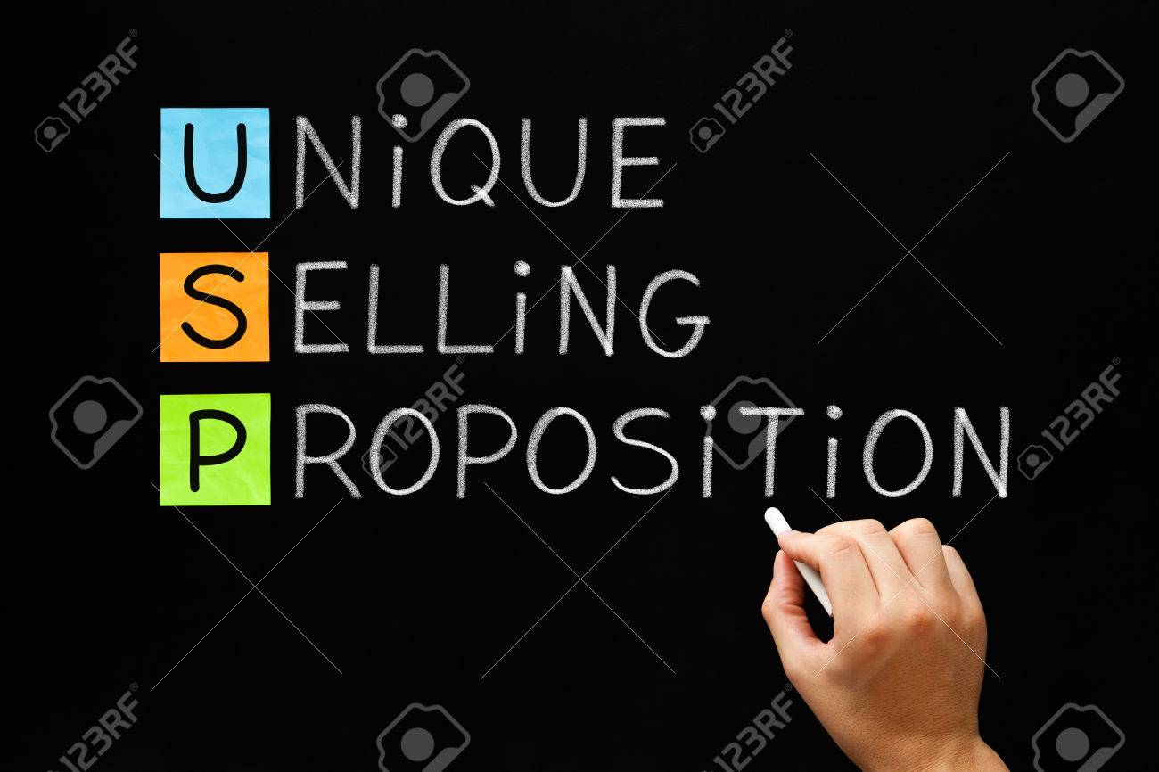 Hand writing USP Unique Selling Proposition with white chalk on a blackboard. - 50751198 Hand writing USP Unique Selling Proposition with white chalk on a blackboard. - 50751198