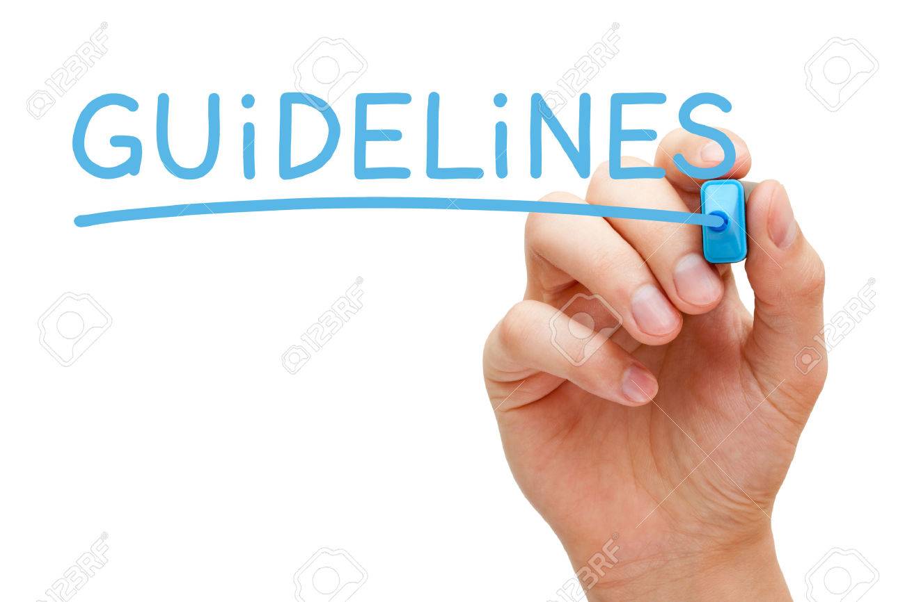 Hand writing Guidelines with blue marker on transparent wipe board. - 50796534 Hand writing Guidelines with blue marker on transparent wipe board. - 50796534