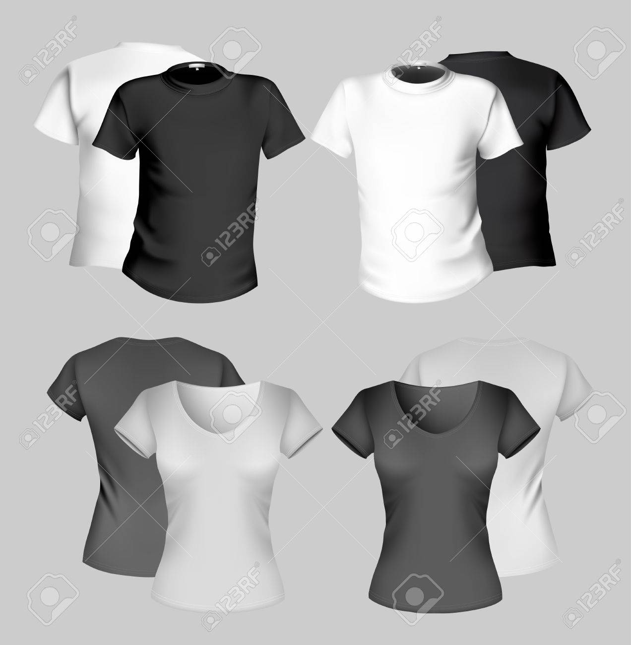Vektor Illustration T Shirt Design Vorlage Manner Und Frauen Schwarz Und Weiss Lizenzfrei Nutzbare Vektorgrafiken Clip Arts Illustrationen Image