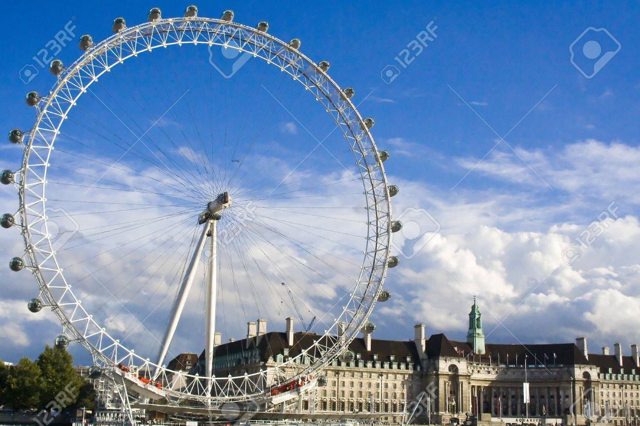 london eye a great and famous big wheel near westminster abbey