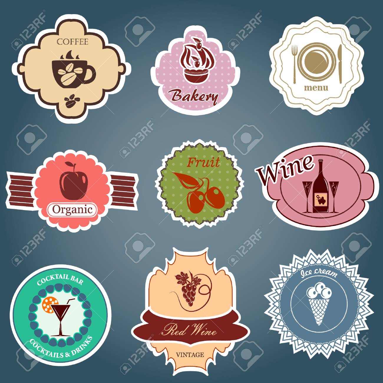 set of vintage food labels royalty free cliparts vectors and stock vintage food labels