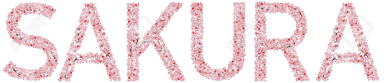 桜の花と枝 - 花アルファベット文字セットで作られた桜レタリング。サクラ水彩フォント の写真素材・画像素材. Image 55132885.