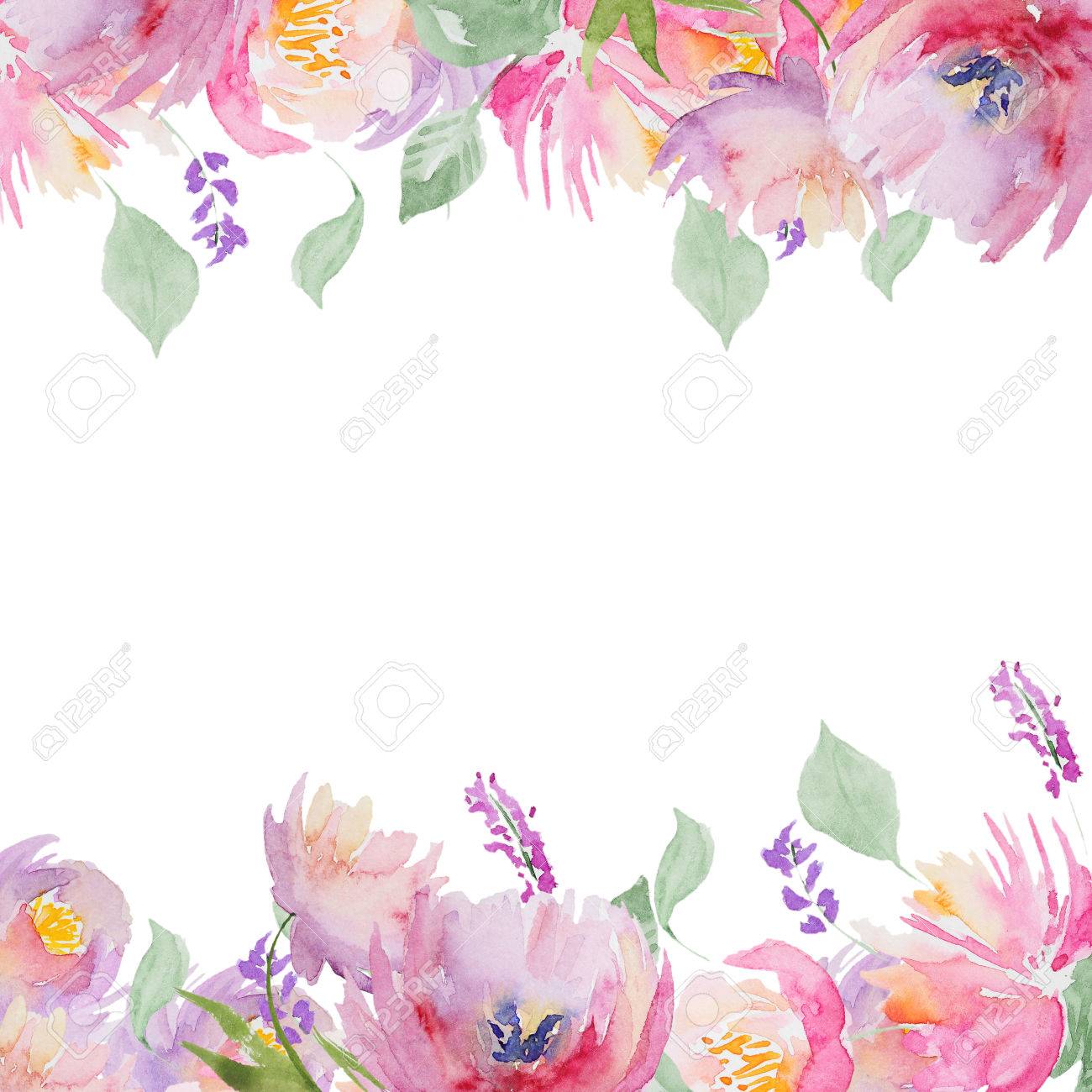 watercolor greeting card invitation frame for your text with invitation bday card