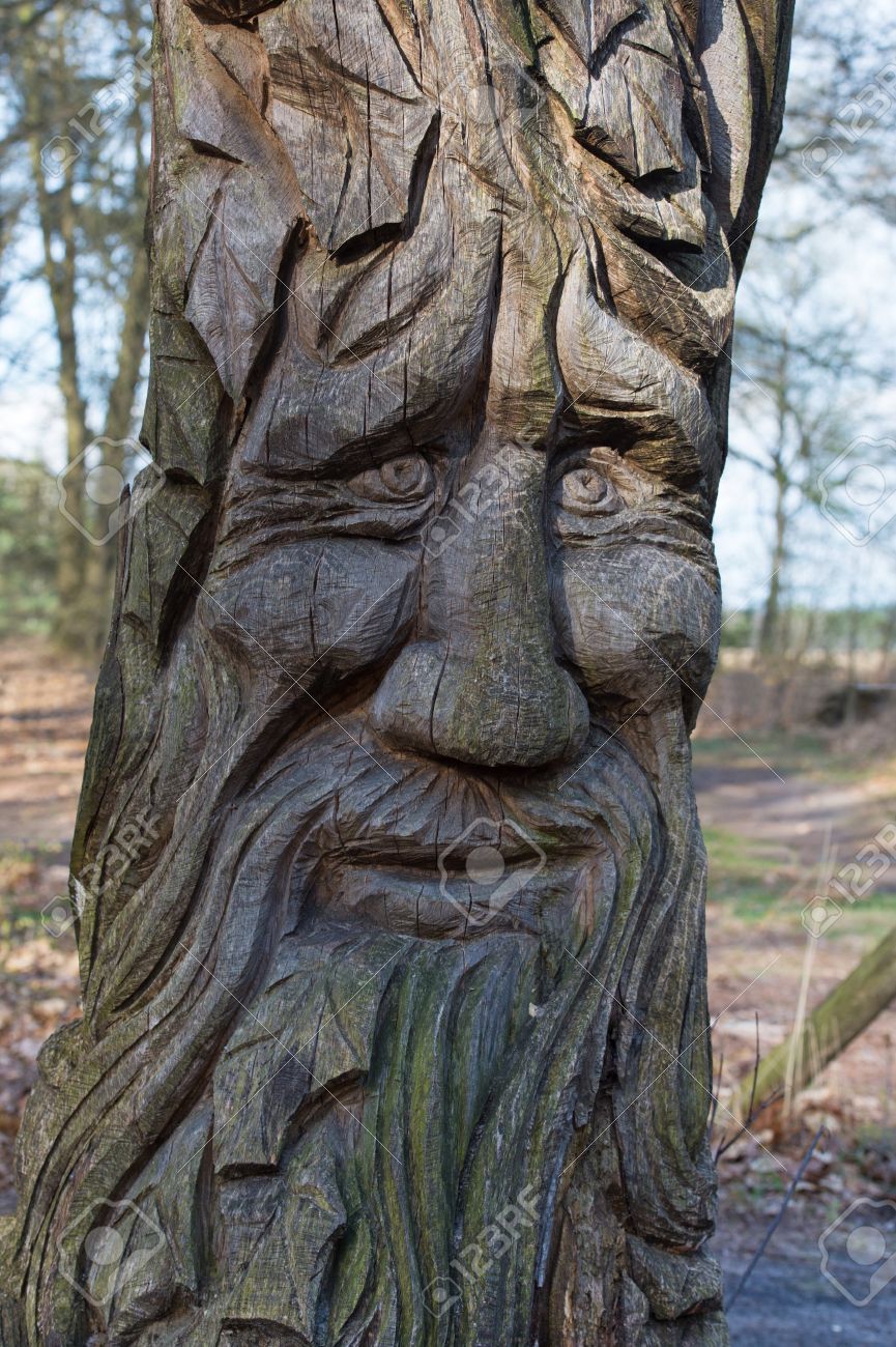 人間の顔と木を彫られた木の写真素材・画像素材 Image 32447288