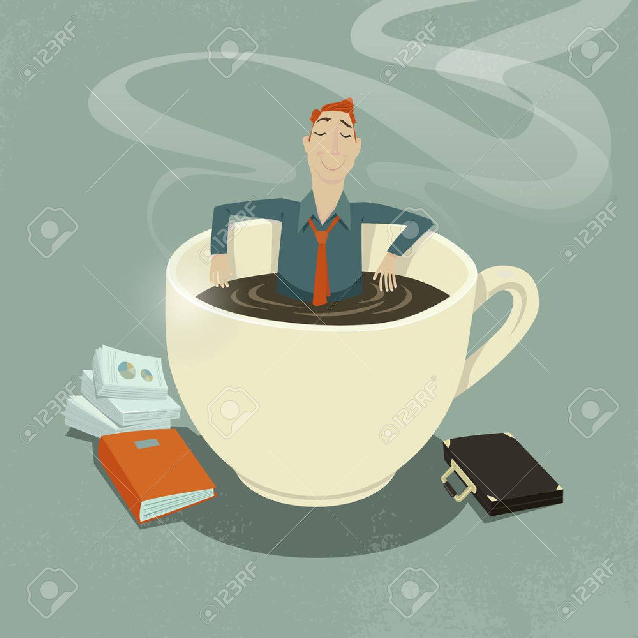 El Hombre De Negocios De Relax En La Taza De Café. Ilustraciones svg, vectoriales, clip art vectorizado libre de derechos. Image 43950509