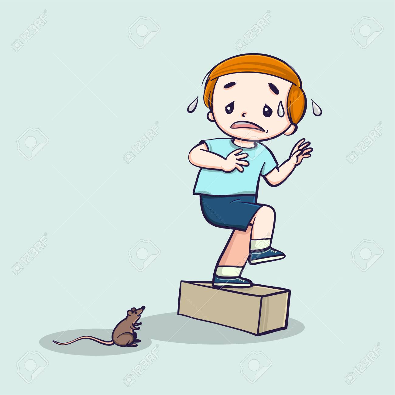 Little Boy Screaming Scared Mouse Vector Line Art Cartoon Illustration Royalty Free Cliparts Vectors And Stock Illustration Image 107485049