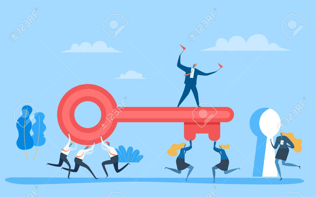 Business Team Carrying Big Key To Unlock The Lock Vector Illustration Business Concept To Success Royalty Free Cliparts Vectors And Stock Illustration Image 109028687