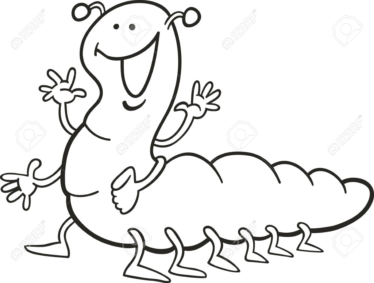 Cartoon Illustration Of Funny Caterpillar For Coloring Book Stock Vector