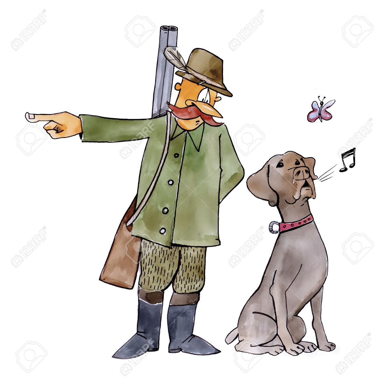 Humorous Illustration Of Retriever Dog On Hunting Stock Photo Picture And Royalty Free Image Image