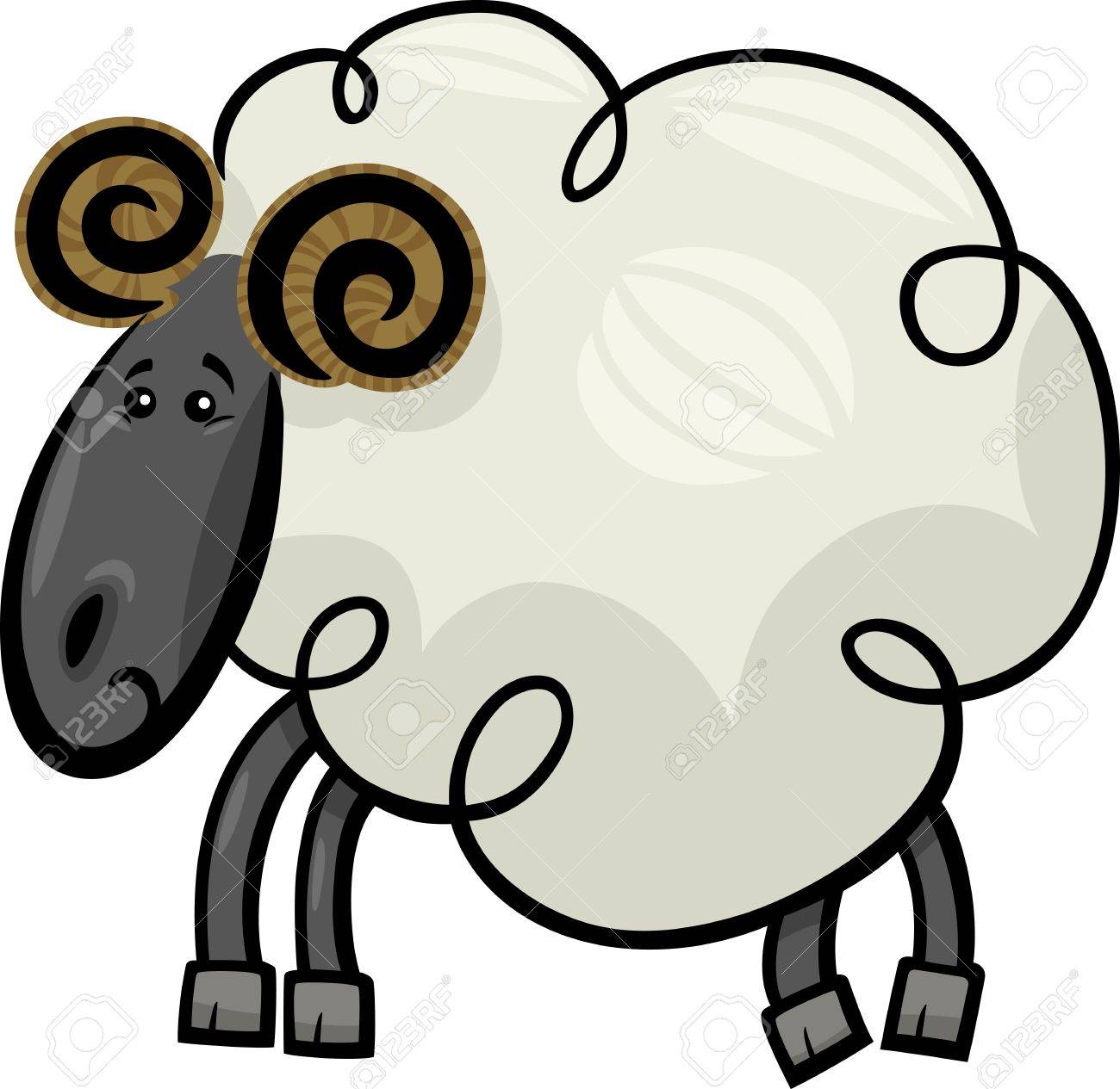 かわいい Ram または羊牧場動物漫画のキャラクターのイラスト のイラスト素材 ベクタ Image