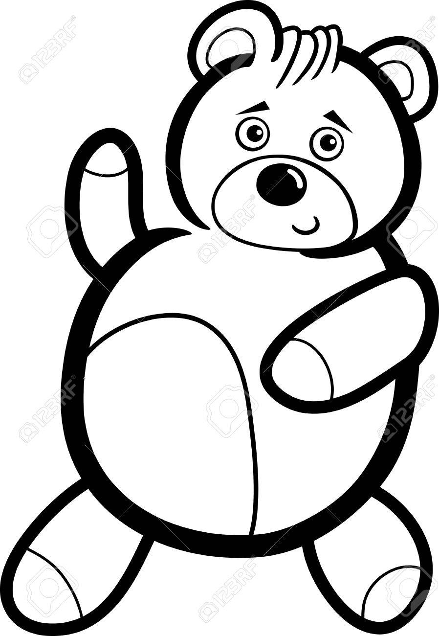 Illustration of Cute Teddy Bear Cartoon Character for Coloring Book or Page Stock Vector