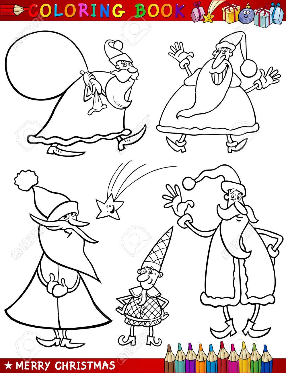 Download Coloring Book Or Page Cartoon Illustration Of Christmas Themes Royalty Free Cliparts Vectors And Stock Illustration Image 15430666
