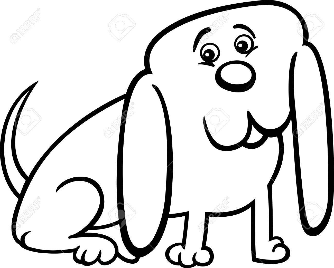 塗り絵の本の巨大な耳を持つ面白い小さな犬の漫画イラストのイラスト素材 ベクタ Image