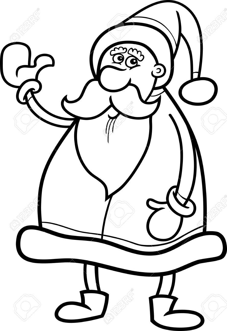 Cartoon Illustration Of Funny Santa Claus Or Papa Noel Or Father
