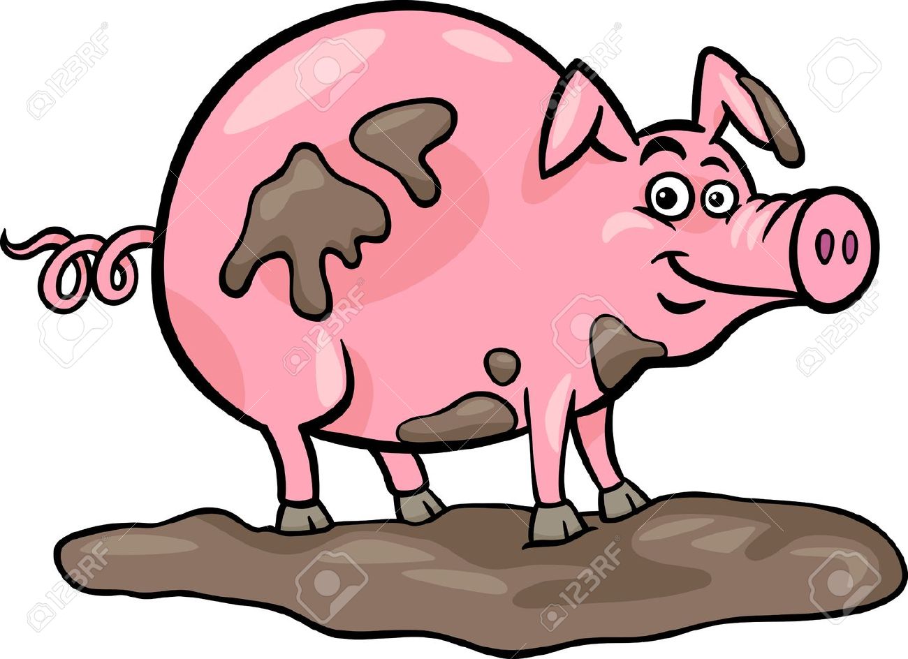 Cartoon Illustration Of Funny Pig Farm Animal In Mud Royalty Free SVG,  Cliparts, Vectors, and Stock Illustration. Image 17897762., image size:1300x944