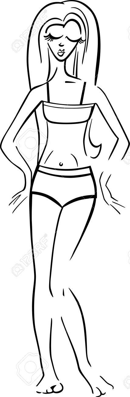 Black And White Cartoon Illustration Of Cute Pretty Woman In Royalty Free Cliparts Vectors And Stock Illustration Image 18869083