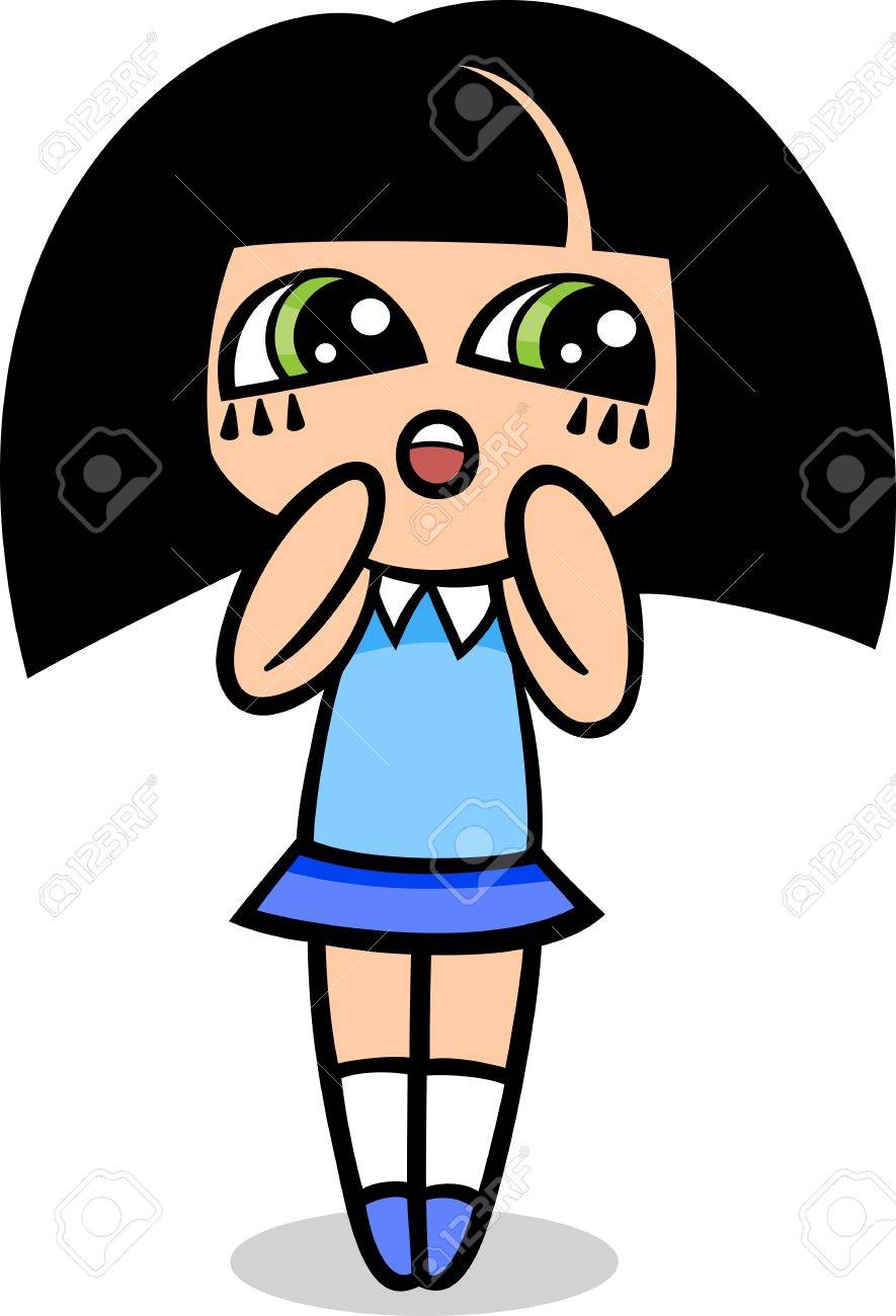 かわいいかわいいスタイルのイラストの少し驚いた少女を漫画します のイラスト素材 ベクタ Image かわいいかわいいスタイルのイラストの少し驚いた少女を漫画します のイラスト素材 ベクタ Image