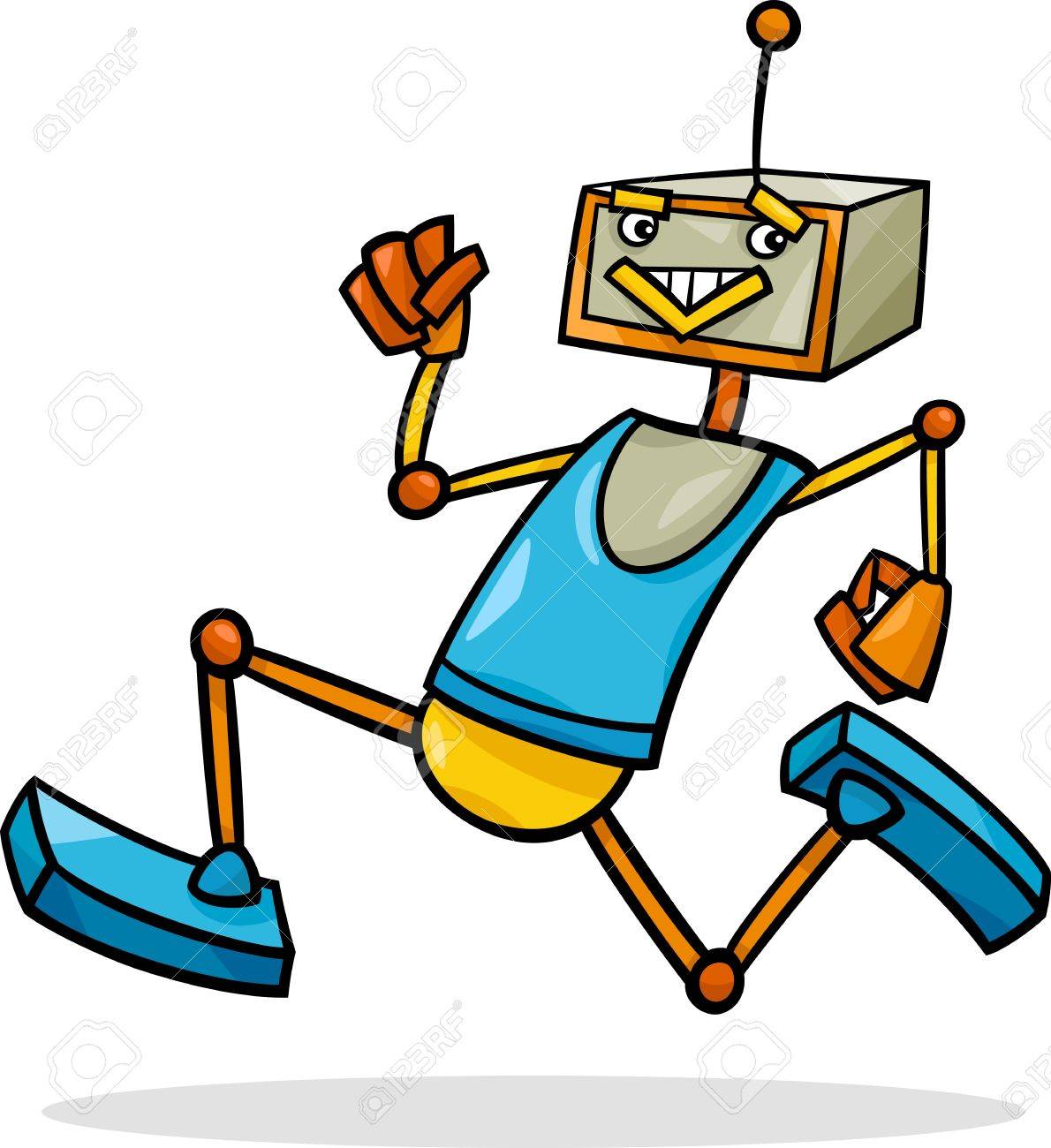 Cartoon Illustration Of Funny Running Robot Royalty Free SVG, Cliparts,  Vectors, and Stock Illustration. Image 21822971., image size:1190x1300