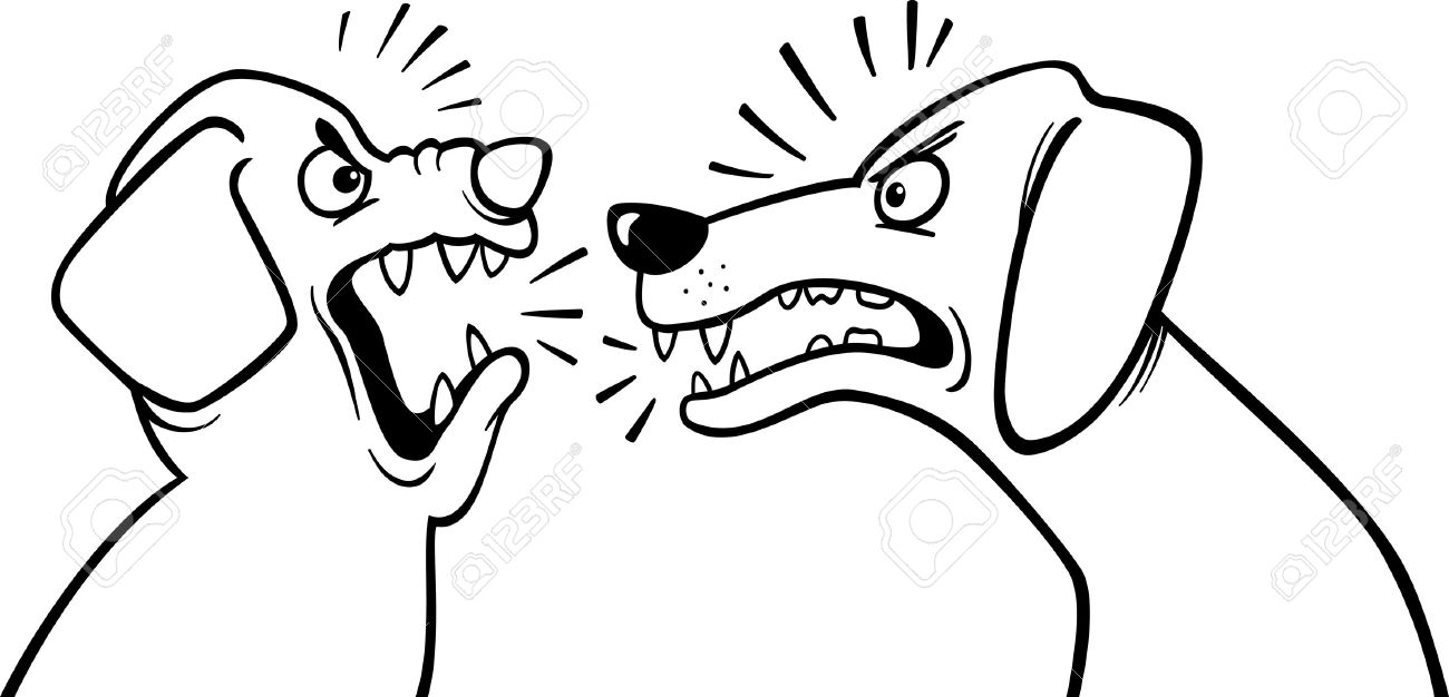 Blanco Y Negro Ilustracion De La Historieta De Dos Perros Ladrando