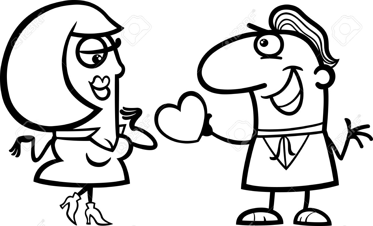 Black And White Valentines Day Cartoon Illustration Of Cute Couple In Love For Coloring Book Royalty Free SVG, Cliparts, Vectors, And Stock Illustration. Image 24972834. Black And White Valentines Day Cartoon Illustration Of Cute Couple In Love For Coloring Book Royalty Free SVG, Cliparts, Vectors, And Stock Illustration. Image 24972834.