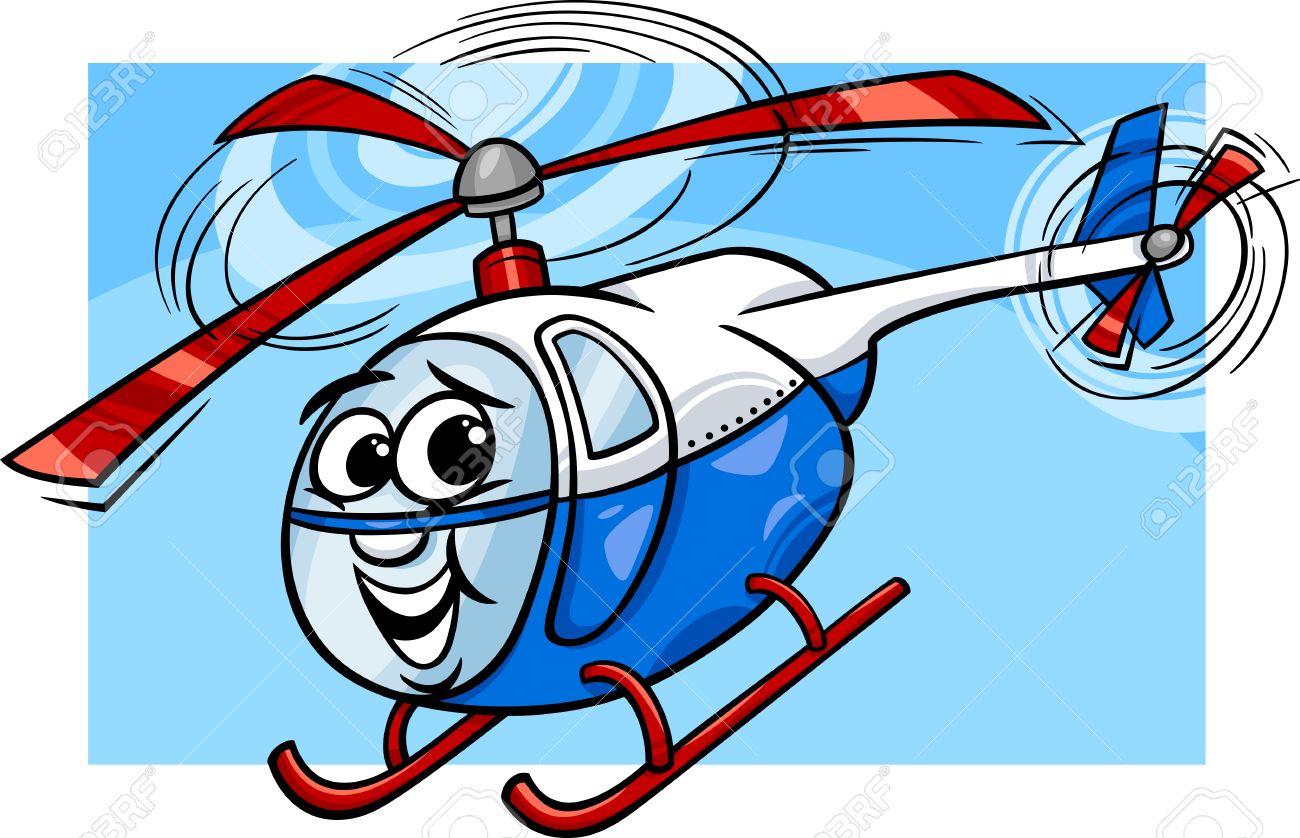 Cartoon Illustration Of Funny Helicopter Or Chopper Comic Mascot Character Stock Vector