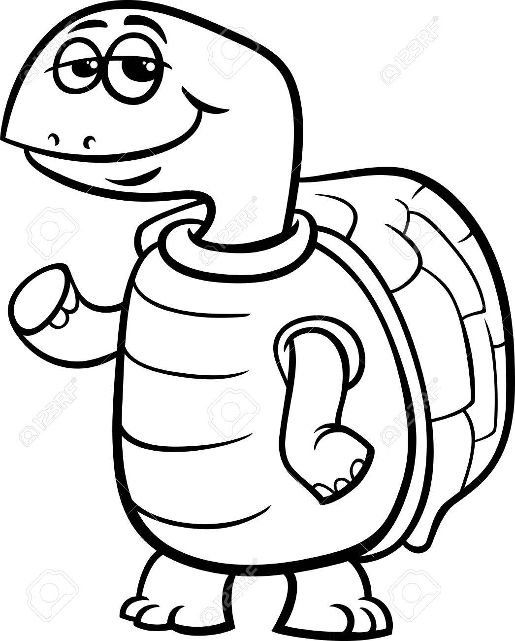Black And White Cartoon Illustration Of Funny Turtle Character ... Black And White Cartoon Illustration Of Funny Turtle Character ...