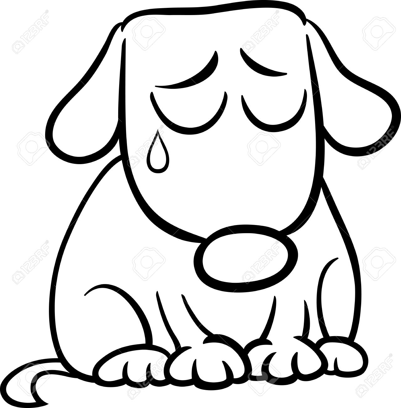 かわいい悲しい犬や本を着色子犬の黒と白の漫画イラスト のイラスト素材 ベクタ Image かわいい悲しい犬や本を着色子犬の黒と白の漫画イラスト のイラスト素材 ベクタ Image