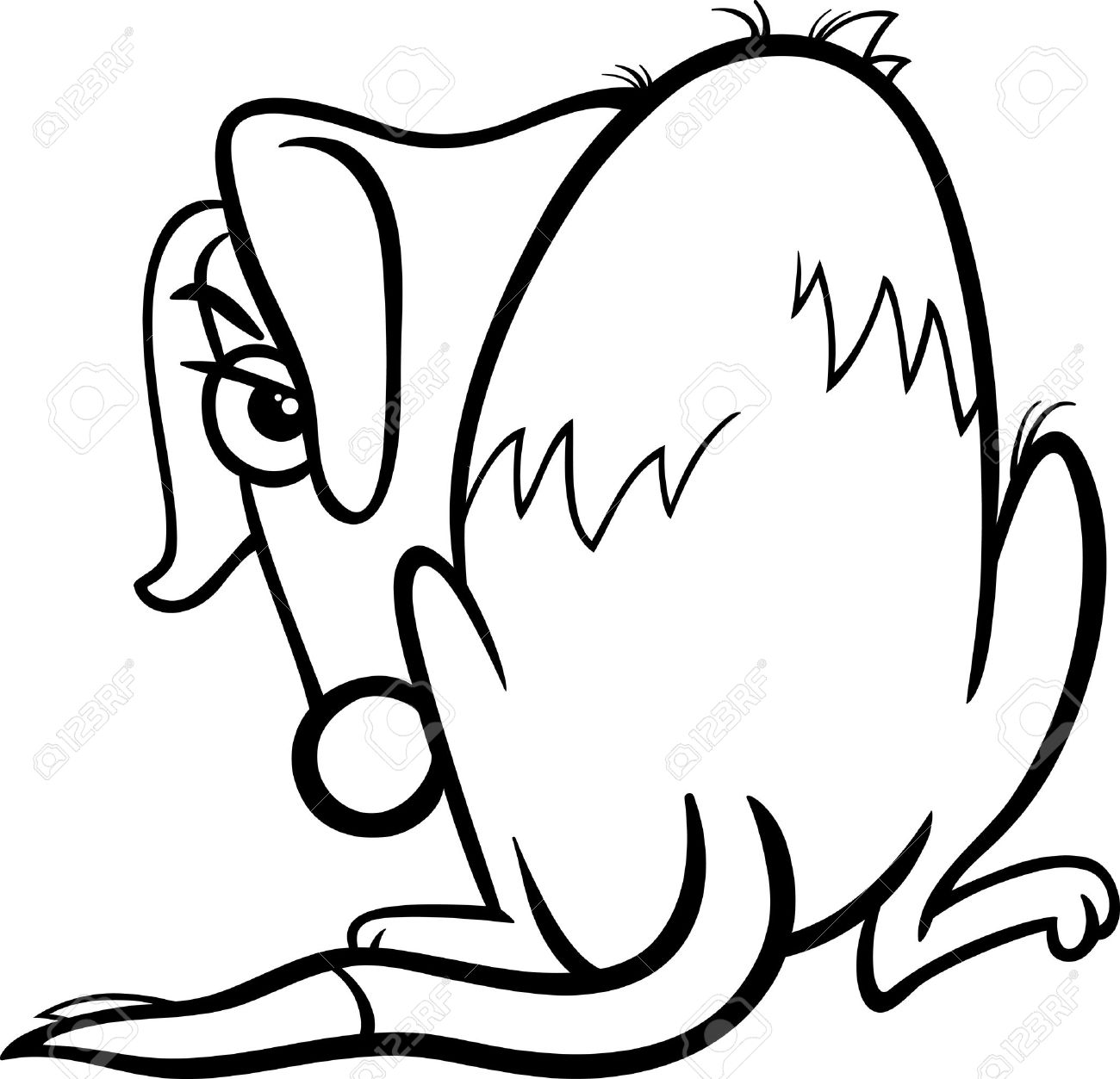 Dessin Animé Noir Et Blanc Illustration De Chien Sans Abri Mauvais Pour Coloring Book