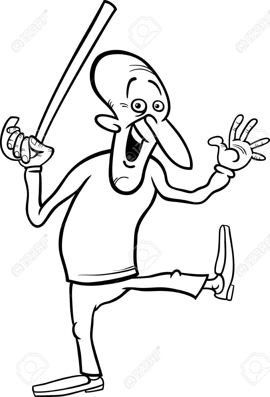 Dessin Anime Noir Et Blanc Illustration De Personnes Agees Homme Senior Ou Grand Pere De Canne Pour Coloring Book Clip Art Libres De Droits Vecteurs Et Illustration Image 29043841