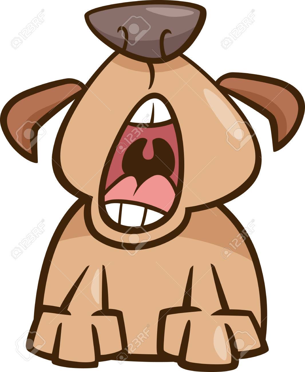 眠そうな犬の面白いあくびの漫画イラスト のイラスト素材 ベクタ Image