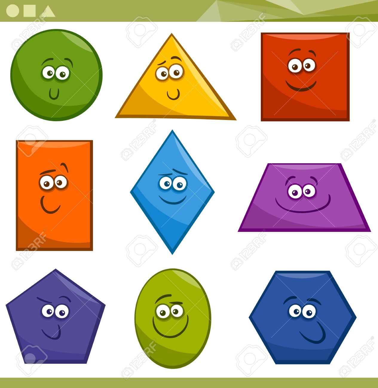 Cartoon Illustration Des Formes Geometriques De Base Droles Caracteres Pour L Education Des Enfants Clip Art Libres De Droits Vecteurs Et Illustration Image