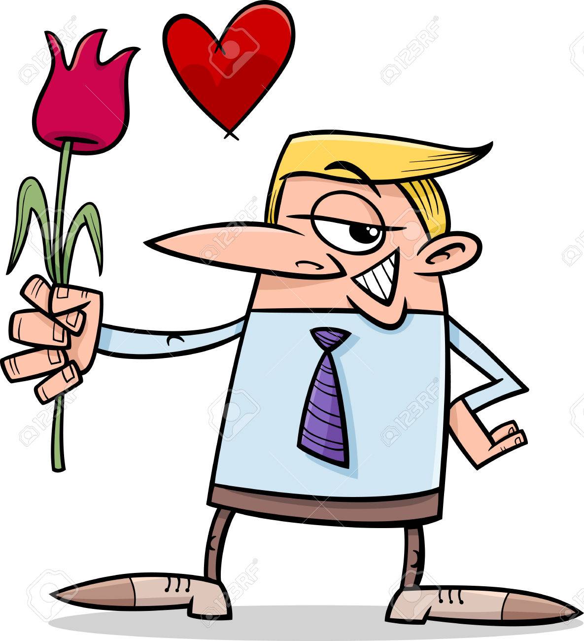 Cartoon Illustration Of Funny Man In Love With Flower Royalty Free Cliparts Vectors And Stock Illustration Image 33085887