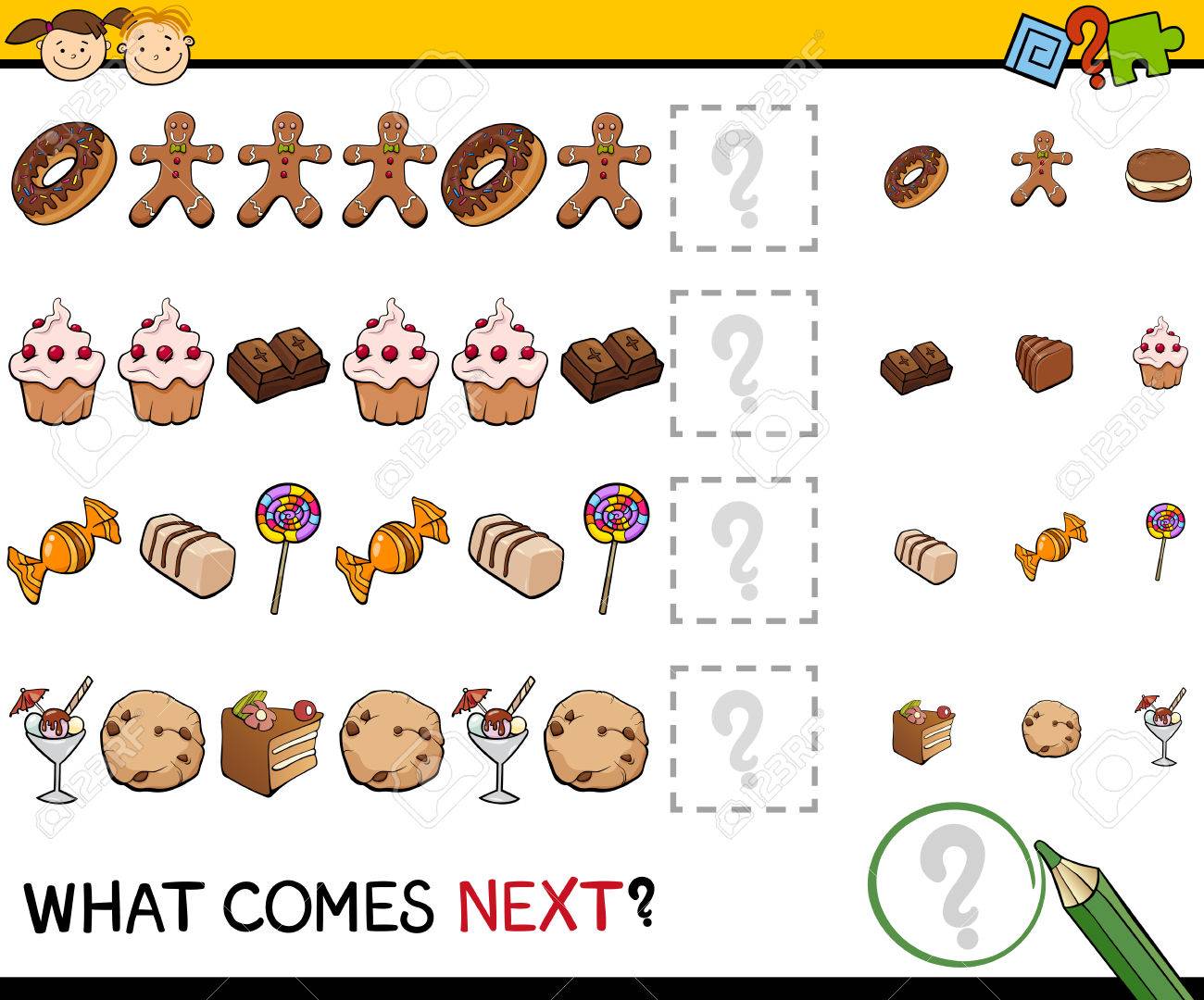 幼児のパターン教育ゲームの完了の漫画イラストのイラスト素材 ベクタ Image