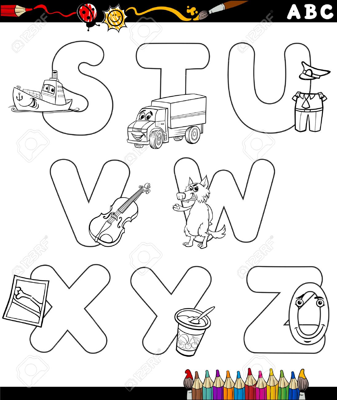 pix Preschool Abc Clipart Black And White black and white cartoon illustration of capital letters alphabet