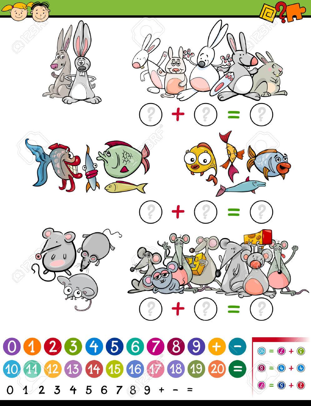 Ejemplo De La Historieta De Educacion Matematica De Juego Para Ninos En Edad Preescolar Con Animales Ilustraciones Vectoriales Clip Art Vectorizado Libre De Derechos Image 42795585