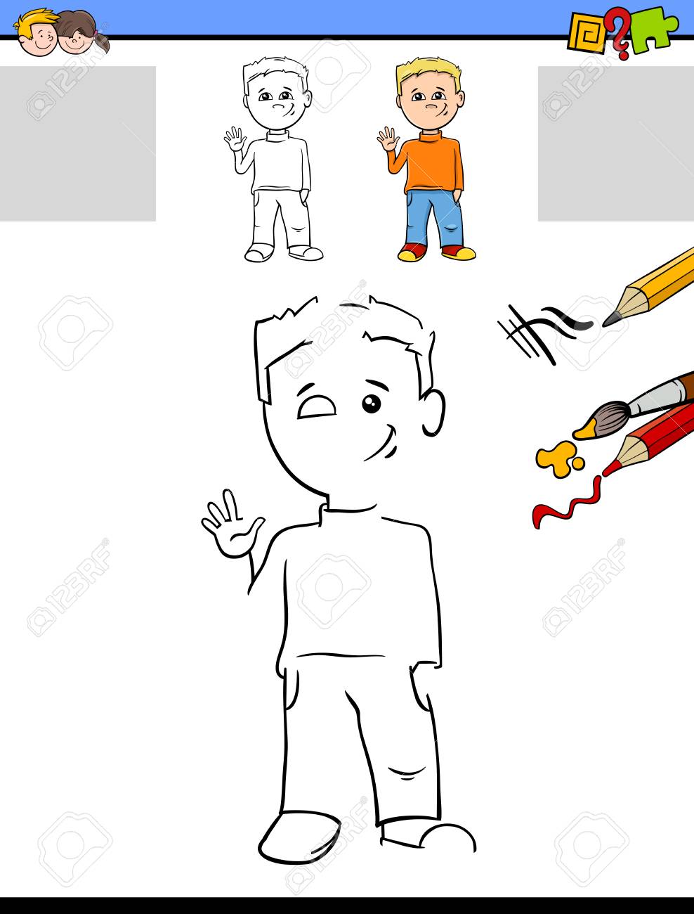 Ilustración De Dibujos Animados De Dibujo Y Colorear Actividad Educativa Para Niños En Edad Preescolar Con Kid Boy Carácter Ilustraciones Svg, Vectoriales, Clip Art Vectorizado Libre De Derechos. Image 53457324. Ilustración De Dibujos Animados De Dibujo Y Colorear Actividad Educativa Para Niños En Edad Preescolar Con Kid Boy Carácter Ilustraciones Svg, Vectoriales, Clip Art Vectorizado Libre De Derechos. Image 53457324.