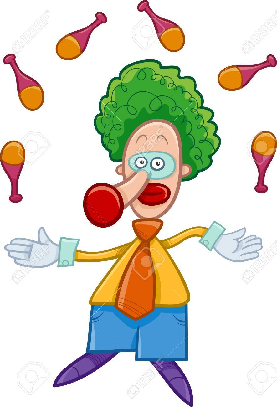 Ilustración De Dibujos Animados Divertido Del Payaso De Circo Que Hace Juegos Malabares Personaje En La Serie Ilustraciones Vectoriales Clip Art Vectorizado Libre De Derechos Image 64101288