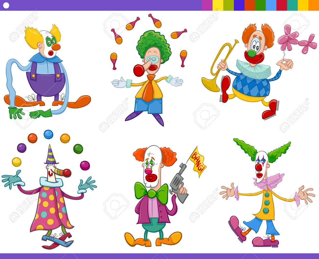 cartoon illustration of circus clown characters collection royalty