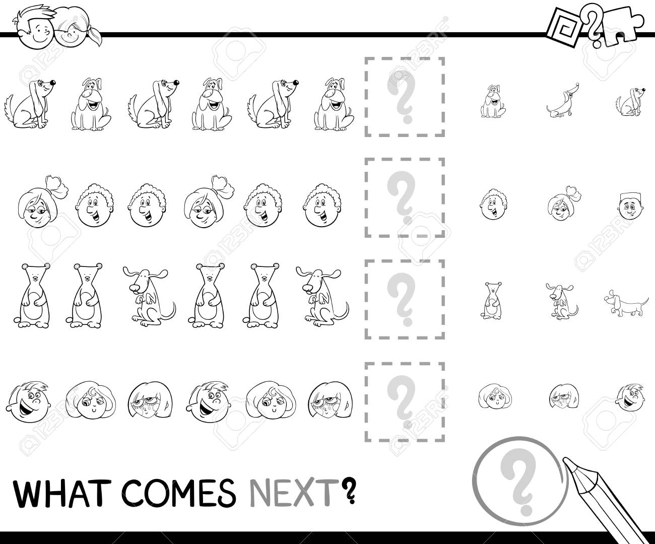 Dibujos Animados De Blanco Y Negro Ilustración De Completar El Patrón De Actividad Para La Educación De Tareas Para Niños En Edad Preescolar Para Colorear Libro Con Las Letras Ilustraciones Svg, Vectoriales, Dibujos Animados De Blanco Y Negro Ilustración De Completar El Patrón De Actividad Para La Educación De Tareas Para Niños En Edad Preescolar Para Colorear Libro Con Las Letras Ilustraciones Svg, Vectoriales,