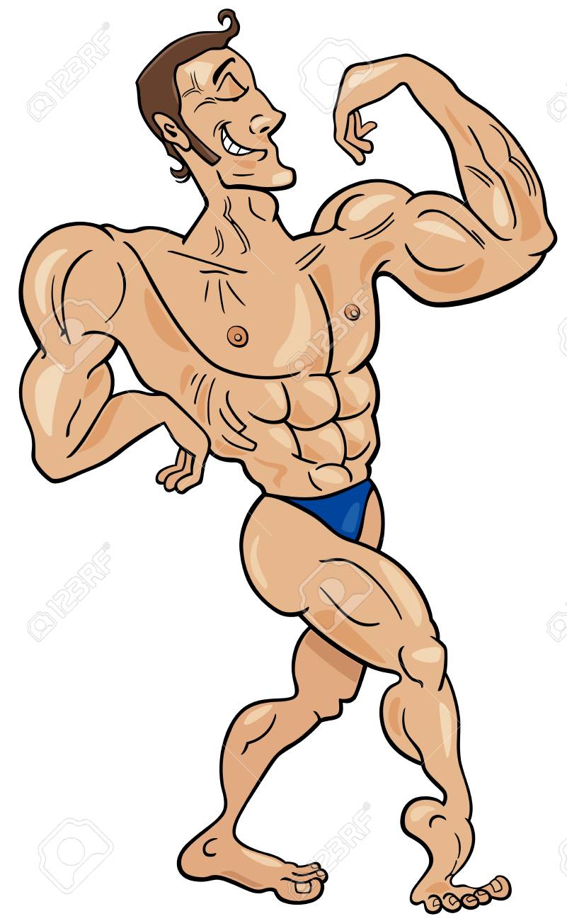Caricature Culturiste Banque D Vecteurs Et Illustrations Cartoon Illustrations of Bodybuilder Making a Muscle