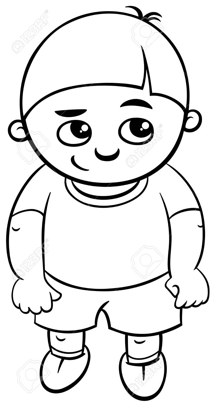 小学生や就学前の男の子の着色のページの黒と白の漫画イラストのイラスト素材 ベクタ Image 小学生や就学前の男の子の着色のページの黒と白の漫画イラストのイラスト素材 ベクタ Image