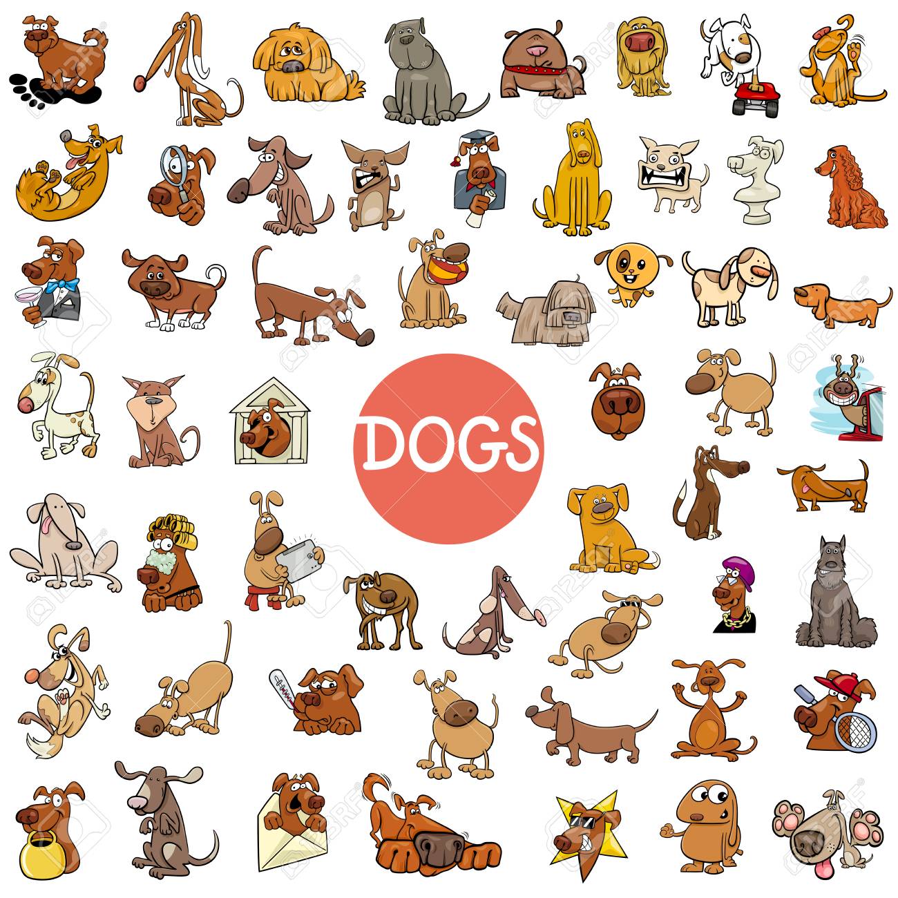 Cartoon Illustration Of Dogs Pet Animal Characters Large Set Royalty Free Cliparts Vectors And Stock Illustration Image