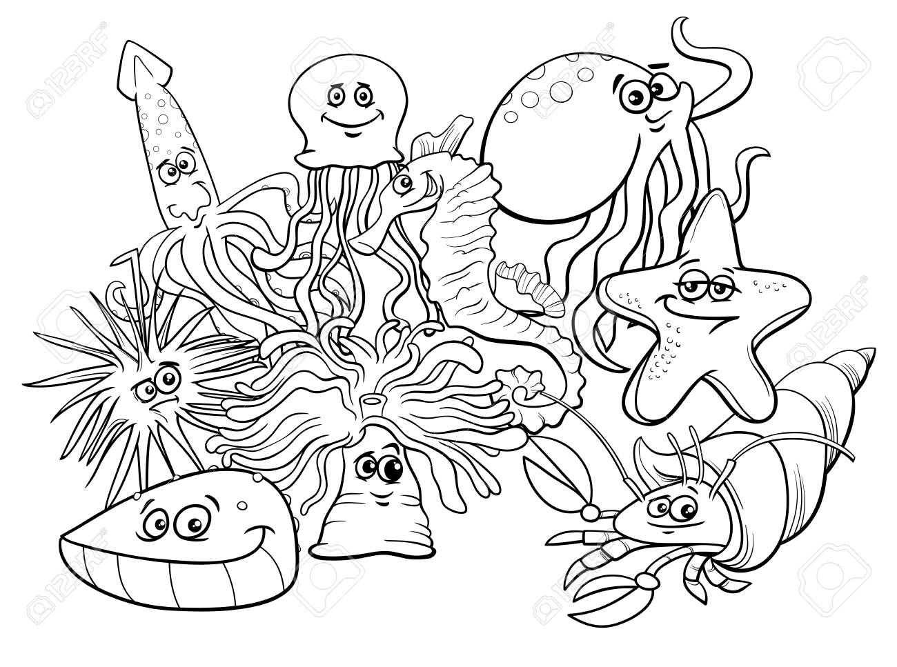 cartoon sea animals coloring pages