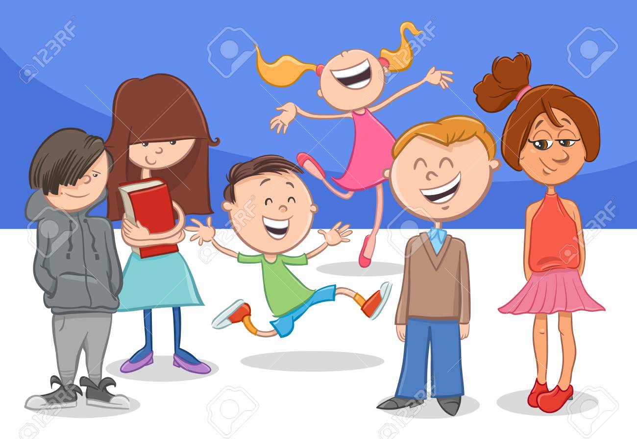 就学前や小学生の子供のキャラクターの漫画のイラスト のイラスト素材 ベクタ Image