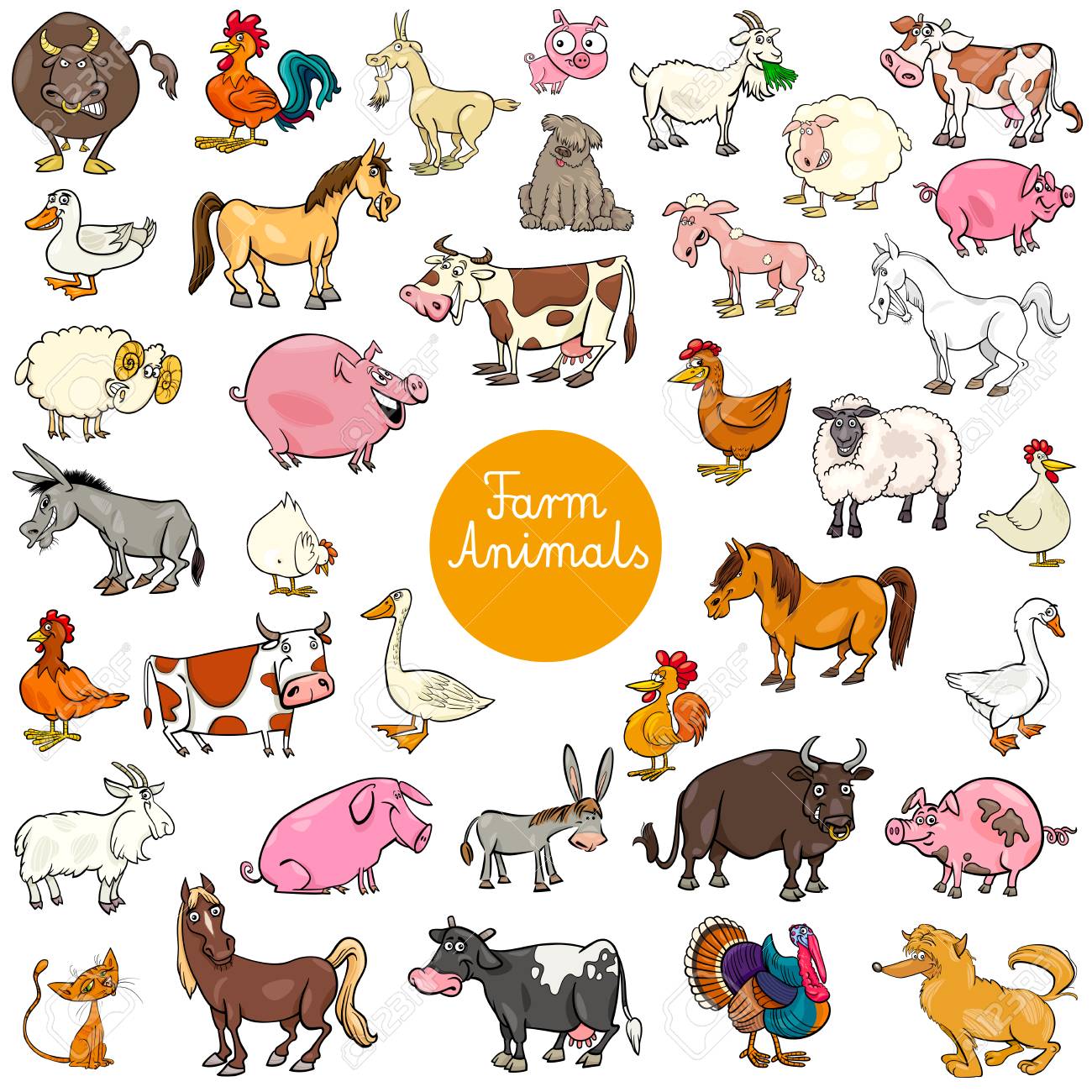 Cartoon Illustration Of Farm Animal Characters Big Set Royalty Free SVG, Cliparts, Vectors, and Stock Illustration. Image 97338272. cartoon-illustration-of-farm-animal-characters-big-set-royalty-free-svg-cliparts-vectors-and-stock-illustration-image-97338272
