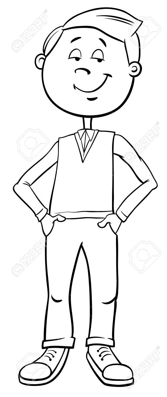 Black And White Cartoon Illustration Of Elementary Age Or Teenage.. Royalty Free Cliparts, Vectors, And Stock Illustration. Image 101723057. - Black And White Cartoon Illustration Of Elementary Age Or Teenage.. Royalty Free Cliparts, Vectors, And Stock Illustration. Image 101723057.