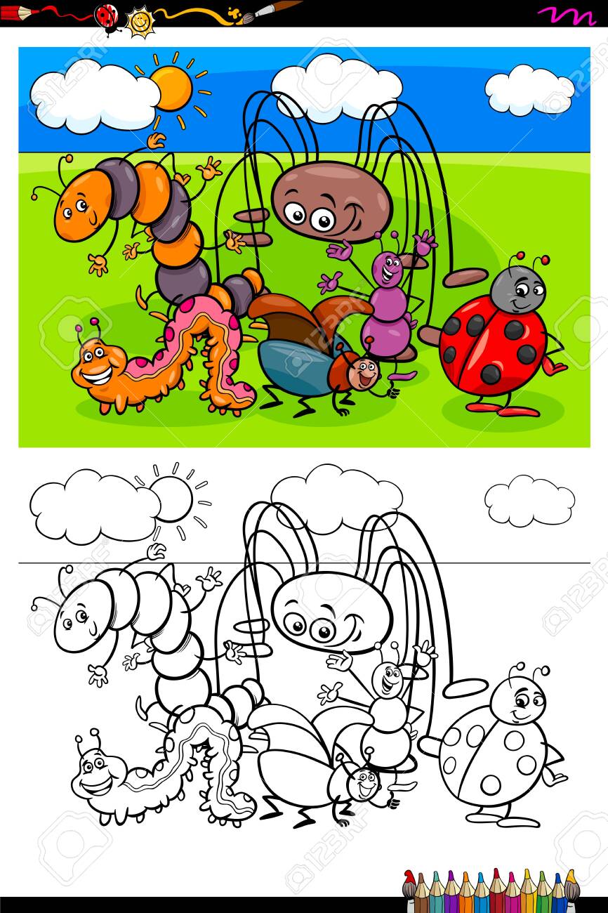 Cartoon Illustration Of Funny Insects And Bugs Animal Characters - Cartoon Illustration Of Funny Insects And Bugs Animal Characters